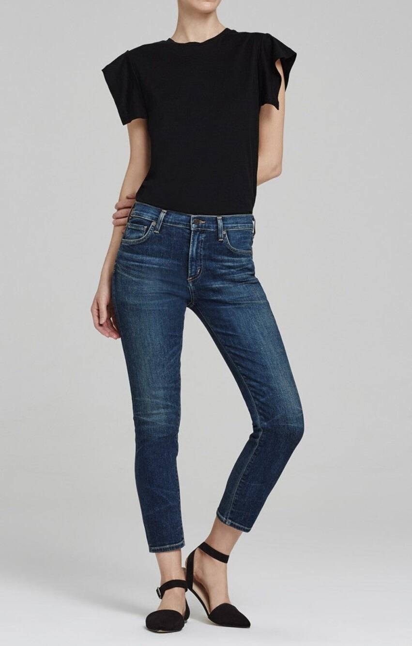 Citizens of Humanity COH Agnes mid rise crop slim straight jeans